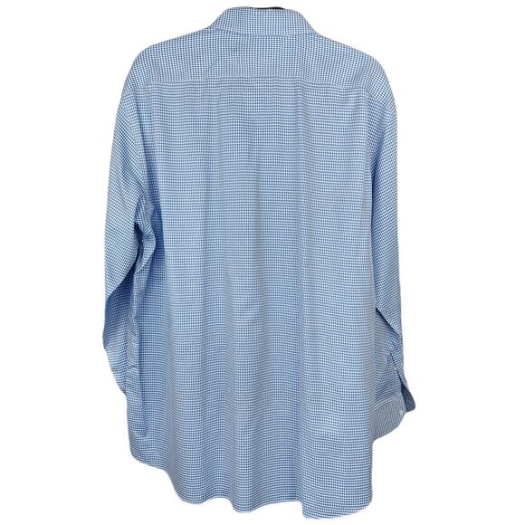 Hart Schaffner Marx Long Sleeve Shirt Men's Button Up White Blue Checkered 17.5 - Picture 2 of 9